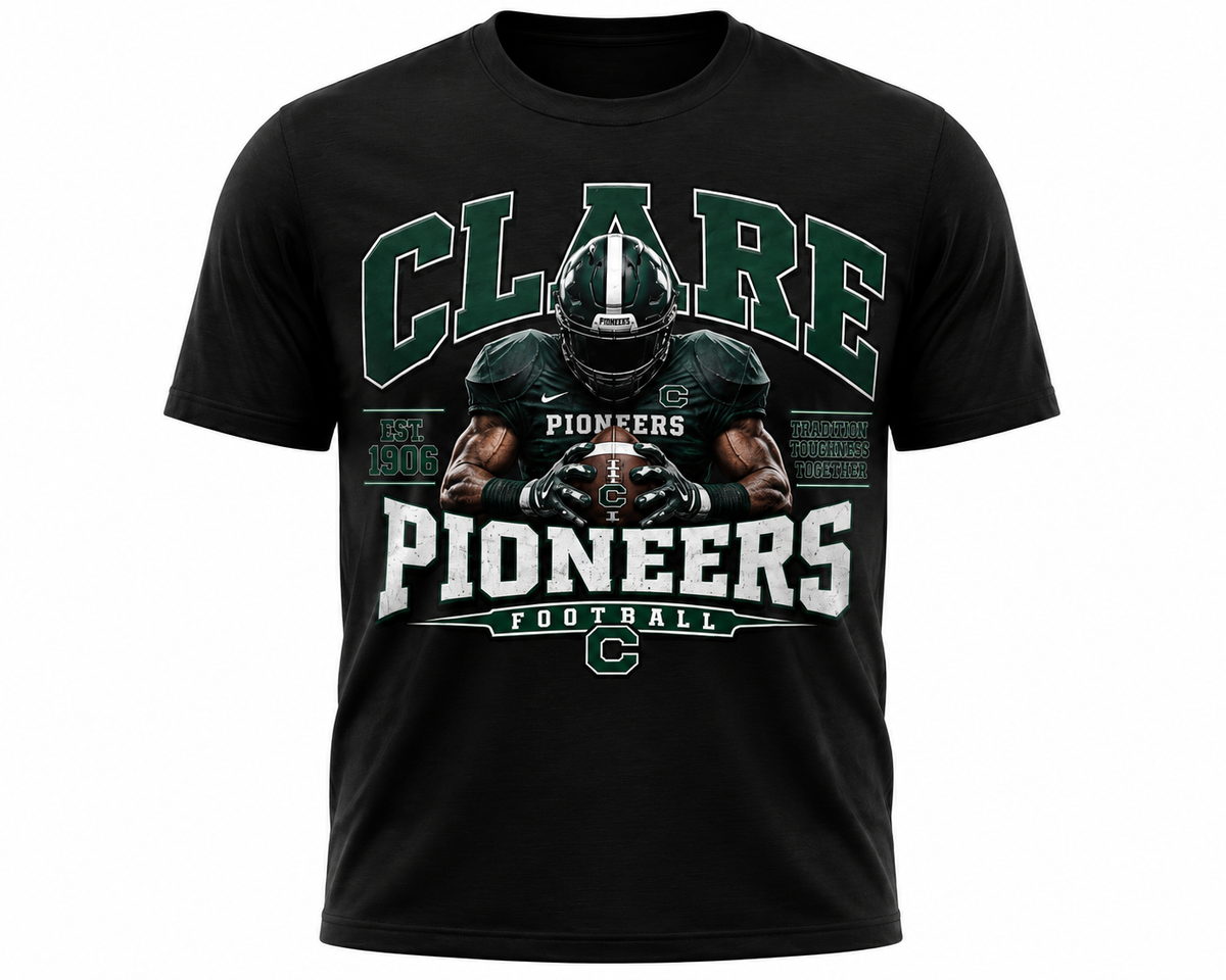 Clare Pioneers Grit Football Tee